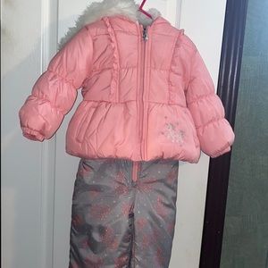 LONDON FOG Girls’ Snow Bib Snowsuit w/Puffer Jacket 2T
